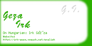 geza irk business card